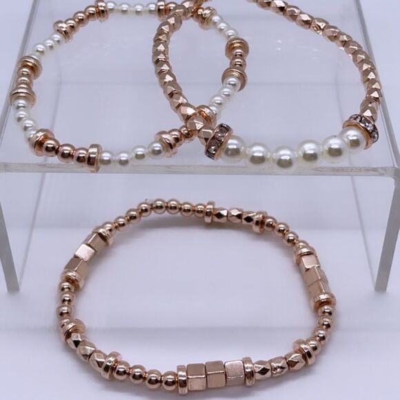 NWT Wool + Pepper Co. Rose Gold Bracelet Stack (3) - Picture 3 of 4